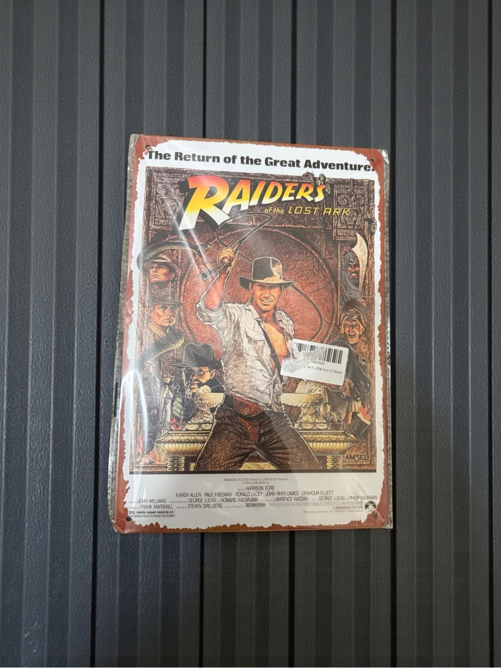 Raiders of the Lost Ark - Tin 12x8 Sign. New in Plastic